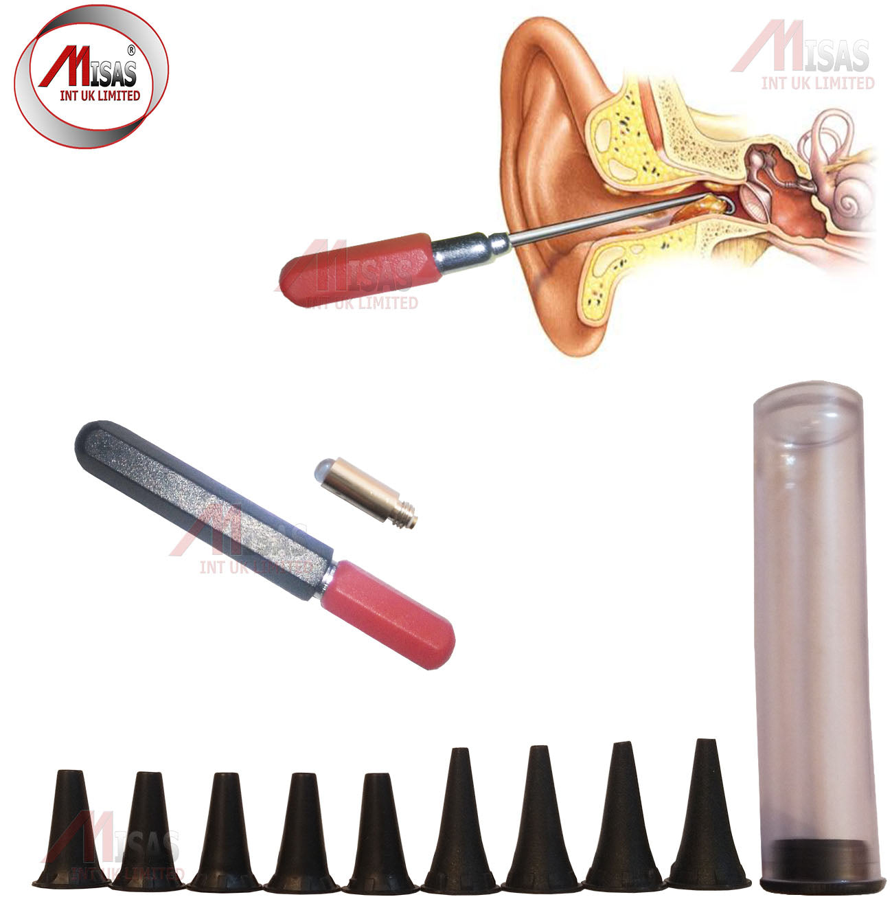 Black Mini Otoscope Pocket Fiber Optic Medical Diagnostic NHS CE Approved