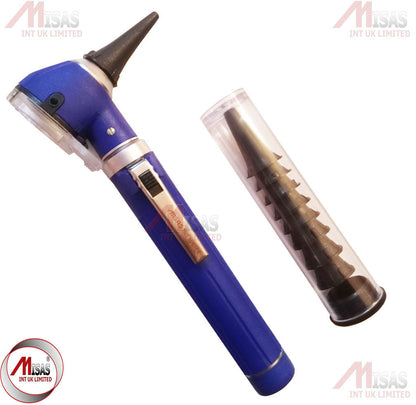 Blue Mini Otoscope Pocket Fiber Optic Medical Diagnostic NHS CE Approved