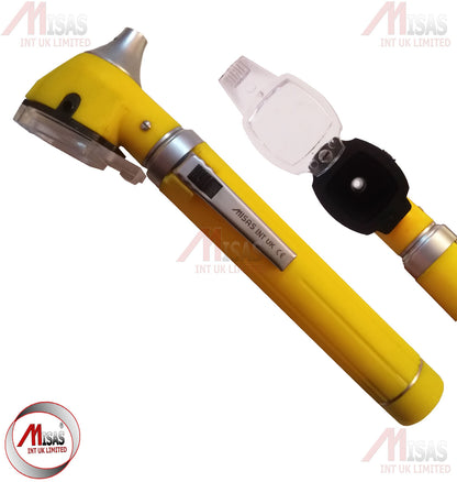 Yellow Mini Otoscope Pocket Fiber Optic Medical Diagnostic NHS CE Approved