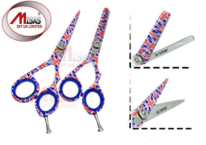 England 5.5"Professional Barber Hairdressing Set Scissor British Flag