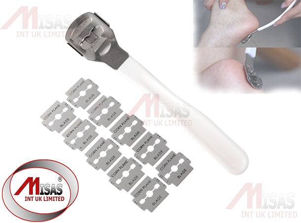 CALLUS REMOVER Hard Dead Skin CORN Cutter Shaver Pedicure FOOT TOOL + 10 BLADES