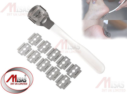 CALLUS REMOVER Hard Dead Skin CORN Cutter Shaver Pedicure FOOT TOOL + 10 BLADES