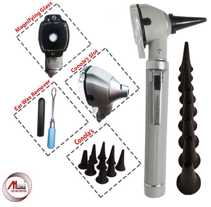 Grey Mini Otoscope Pocket Fiber Optic Medical Diagnostic NHS CE Approved