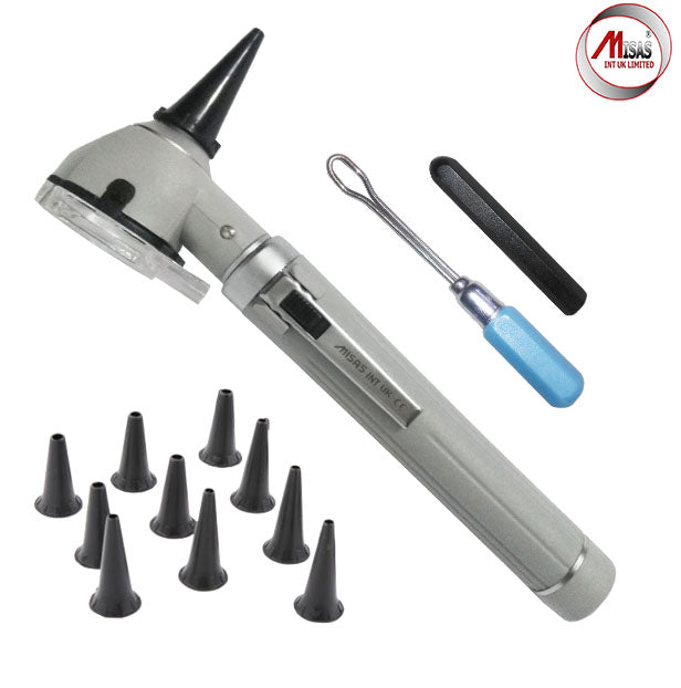 Grey Mini Otoscope Pocket Fiber Optic Medical Diagnostic NHS CE Approved