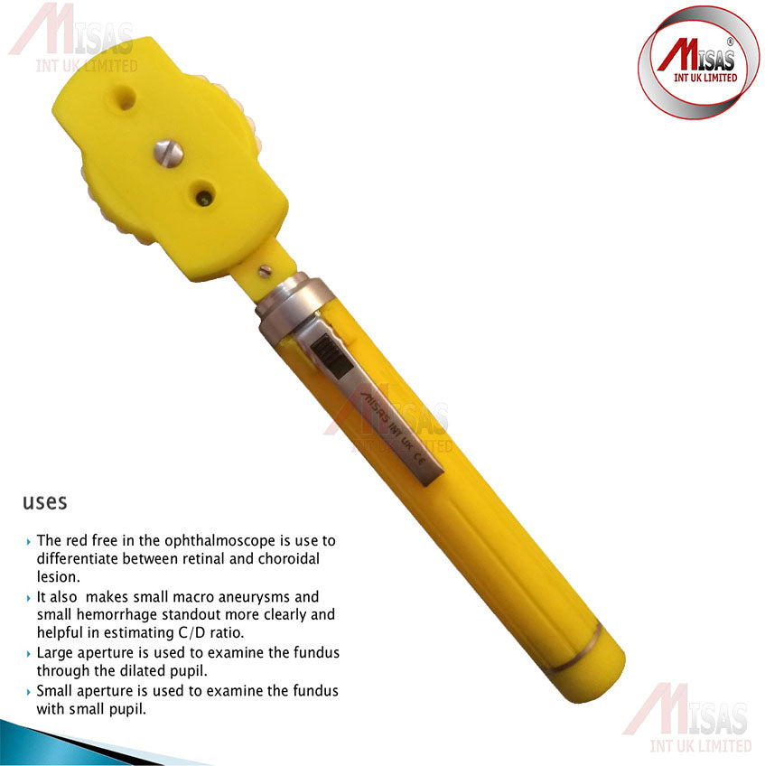 LED ENT Diagnostic Ophthalmoscope High Quality Examination+ Free Box YELLOW