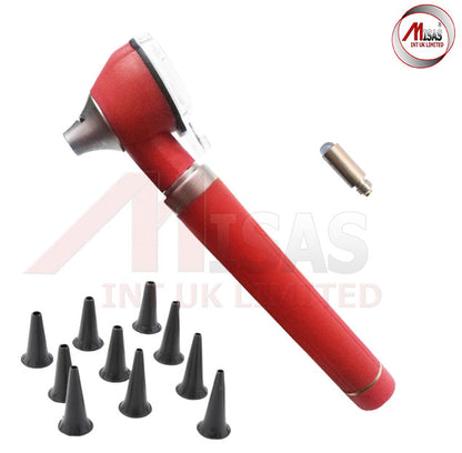 Red Mini Otoscope Pocket Fiber Optic Medical Diagnostic NHS CE Approved