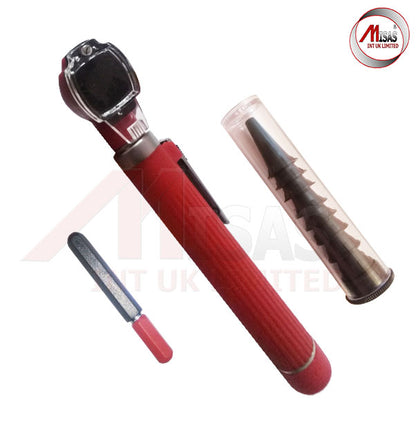 Red Mini Otoscope Pocket Fiber Optic Medical Diagnostic NHS CE Approved