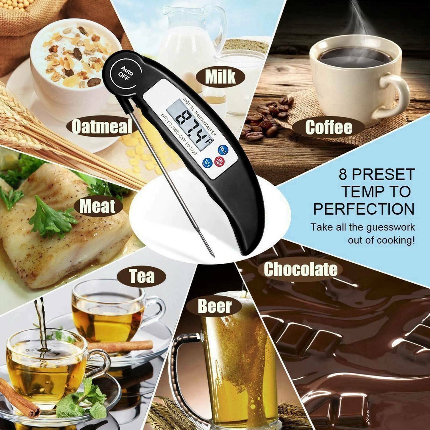 Digital Food Thermometer Probe Cooking Meat Kitchen Temperature BBQ Turkey Milk