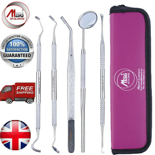 UK Dental Tooth Cleaning Set Dentist Scraper Pick Tool Calculus Plaque Remover