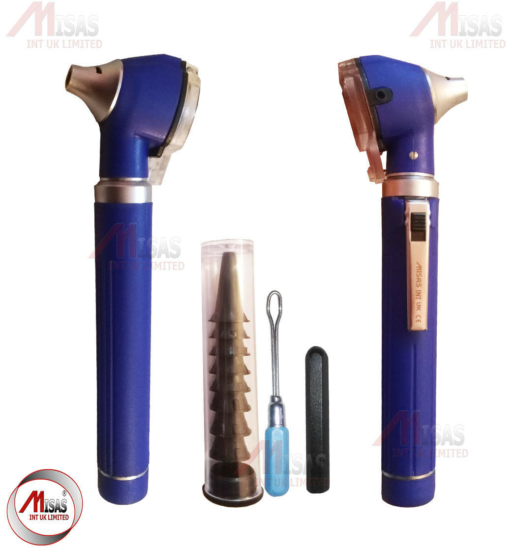 Blue Mini Otoscope Pocket Fiber Optic Medical Diagnostic NHS CE Approved