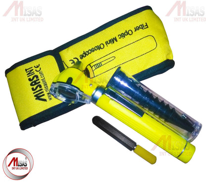 Yellow Mini Otoscope Pocket Fiber Optic Medical Diagnostic NHS GP CE Approve